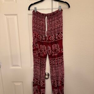 Red Elephant Print Pants